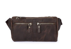 COOL Dark Brown LEATHER MENS FANNY PACK BUMBAG WAIST BAG FOR MEN - imessengerbags