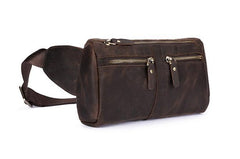 COOL Dark Brown LEATHER MENS FANNY PACK BUMBAG WAIST BAG FOR MEN - imessengerbags