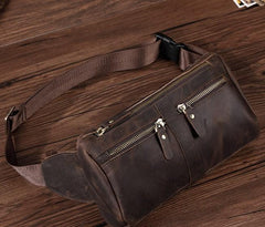 COOL Dark Brown LEATHER MENS FANNY PACK BUMBAG WAIST BAG FOR MEN - imessengerbags