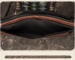 COOL MEN LEATHER ZIPPER LONG CLUTCH WALLETS ZIPPER VINTAGE Brown Envelope Bag FOR MEN - imessengerbags