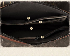COOL MEN LEATHER ZIPPER LONG CLUTCH WALLETS ZIPPER VINTAGE Brown Envelope Bag FOR MEN - imessengerbags