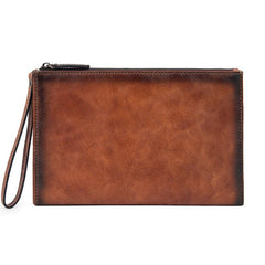 COOL MEN LEATHER Yellow Wristlet Bag LONG CLUTCH WALLETS ZIPPER VINTAGE Brown Envelope Bag FOR MEN - imessengerbags