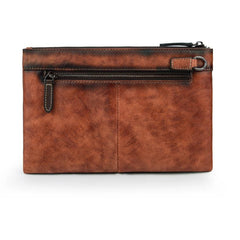 COOL MEN LEATHER Yellow Wristlet Bag LONG CLUTCH WALLETS ZIPPER VINTAGE Brown Envelope Bag FOR MEN