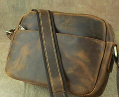 COOL Vintage Brown LEATHER MENS Small Side Bag Messenger Bag for Men