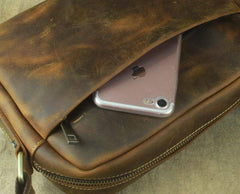 COOL Vintage Brown LEATHER MENS Small Side Bag Messenger Bag for Men - imessengerbags
