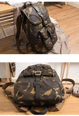 Camouflage Canvas Leather Mens Large 14'' Laptop Backpack College Backpack Hiking Backpack for Men - imessengerbags