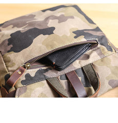 Camouflage Waxed Canvas Leather Mens Waterproof Side Bag Postman Bag Messenger Bag for Men - imessengerbags