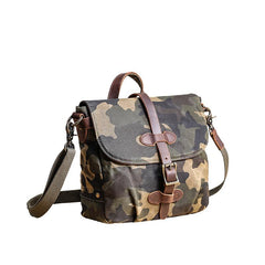 Camouflage Waxed Canvas Leather Mens Waterproof Side Bag Postman Bag Messenger Bag for Men - imessengerbags
