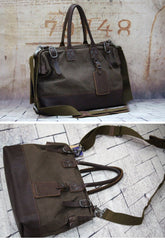 Vintage Leather Canvas Mens Handbag Briefcase Doctor Bag Briefcase For Men