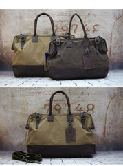 Vintage Leather Canvas Mens Handbag Briefcase Doctor Bag Briefcase For Men