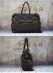 Vintage Leather Canvas Mens Handbag Briefcase Doctor Bag Briefcase For Men