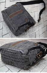 Vintage Canvas Black Mens Small Postman Bag Green Canvas Messenger Bags Small Courier Bag For Men