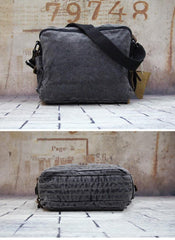 Vintage Canvas Black Mens Small Postman Bag Green Canvas Messenger Bags Small Courier Bag For Men