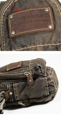 Canvas Black Mens Small Vertical Postman Bag Belt Pouch Messenger Bags Belt Bag For Men - imessengerbags
