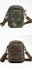 Canvas Black Mens Small Vertical Postman Bag Belt Pouch Messenger Bags Belt Bag For Men - imessengerbags
