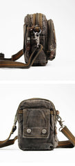 Canvas Black Mens Small Vertical Postman Bag Belt Pouch Messenger Bags Belt Bag For Men - imessengerbags