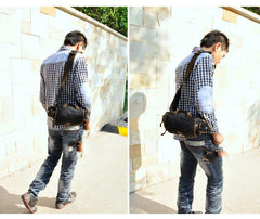 Canvas Black Mens Khaki Messenger Bags Small Postman Bag Canvas Courier Bag For Men