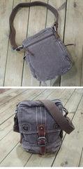 Canvas Black Mens 8 inches Small Vertical Postman Bag Canvas Messenger Bags Courier Bag For Men