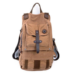 Canvas Black Mens Hiking Backpack Large Khaki School Backpack Canvas Travel Backpack For Men - imessengerbags