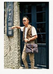 Fashion Canvas Mens Side Bag Canvas Messenger Bags Canvas Satchel Courier Bag for Men - imessengerbags