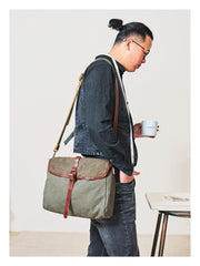 Fashion Canvas Mens Side Bag Canvas Messenger Bags Canvas Satchel Courier Bag for Men - imessengerbags