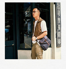 Fashion Canvas Mens Side Bag Canvas Messenger Bags Canvas Satchel Courier Bag for Men - imessengerbags