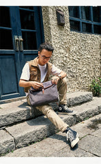 Fashion Canvas Mens Side Bag Canvas Messenger Bags Canvas Satchel Courier Bag for Men - imessengerbags