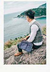 Canvas Cool Mens Small Square Side Bag Canvas Messenger Bags Canvas Travel Courier Bags for Men