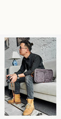 Canvas Cool Mens Small Square Side Bag Canvas Messenger Bags Canvas Travel Courier Bags for Men - imessengerbags