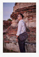 Canvas Cool Mens Small Square Side Bag Canvas Messenger Bags Canvas Travel Courier Bags for Men - imessengerbags
