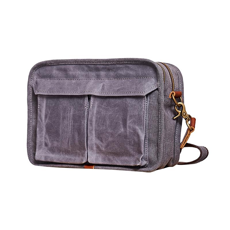 Canvas Cool Mens Small Square Side Bag Canvas Messenger Bags Canvas Travel Courier Bags for Men - imessengerbags