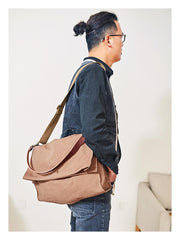 Canvas Mens 14 inches Side Bags Canvas Satchel Messenger Bags Canvas Travel Courier Bag for Men - imessengerbags