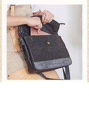 Cool Mens Black Leather Courier Bags Side Bags Leather Messenger Bags Postman Bag for Men - imessengerbags