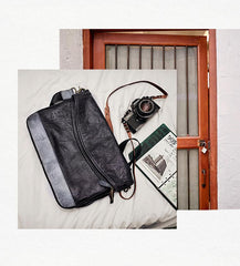Cool Mens Black Leather Courier Bags Side Bags Leather Messenger Bags Postman Bag for Men - imessengerbags