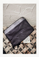 Cool Mens Black Leather Courier Bags Side Bags Leather Messenger Bags Postman Bag for Men - imessengerbags