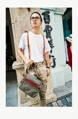 Canvas Mens Small Green Side Bag Canvas Messenger Bags Canvas Travel Courier Bag for Men - imessengerbags