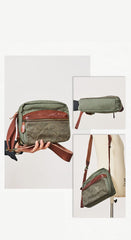 Canvas Mens Small Green Side Bag Canvas Messenger Bags Canvas Travel Courier Bag for Men - imessengerbags