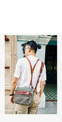 Canvas Mens Small Green Side Bag Canvas Messenger Bags Canvas Travel Courier Bag for Men - imessengerbags