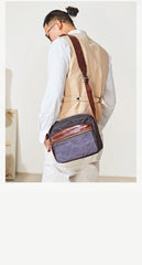 Canvas Mens Small Green Side Bag Canvas Messenger Bags Canvas Travel Courier Bag for Men - imessengerbags