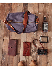 Canvas Cool Mens Green Side Bags Canvas Leather Messenger Bags Canvas Travel Courier Bag for Men