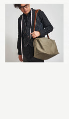 Canvas Cool Mens Green Side Bags Canvas Leather Messenger Bags Canvas Travel Courier Bag for Men