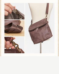 Cool Leather Mens Messenger Bag Square Brown Leather Courier Bags Postman Bags for Men - imessengerbags