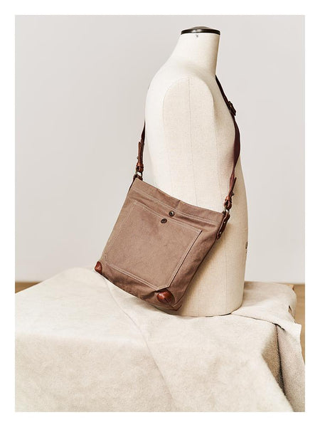Cool Canvas Mens Womens Green Side Bag 12 inches Canvas Messenger Bags Courier Bag for Men Women - imessengerbags