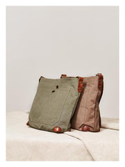 Cool Canvas Mens Womens Green Side Bag 12 inches Canvas Messenger Bags Courier Bag for Men Women