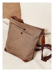Cool Canvas Mens Womens Green Side Bag 12 inches Canvas Messenger Bags Courier Bag for Men Women - imessengerbags