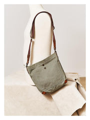 Cool Canvas Mens Womens Green Side Bag 12 inches Canvas Messenger Bags Courier Bag for Men Women - imessengerbags