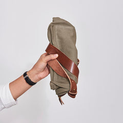 Cool Canvas Leather Mens Side Bag 14 inches Green Canvas Courier Bags Canvas Messenger Bag for Men - imessengerbags
