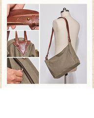Cool Canvas Leather Mens Side Bag 14 inches Green Canvas Courier Bags Canvas Messenger Bag for Men - imessengerbags