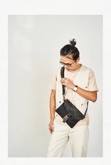 Cool Canvas Leather Mens Messenger Shoulder Bag Small Canvas Side Bag Courier Bags for Men - imessengerbags