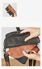 Cool Canvas Leather Mens Messenger Shoulder Bag Small Canvas Side Bag Courier Bags for Men - imessengerbags